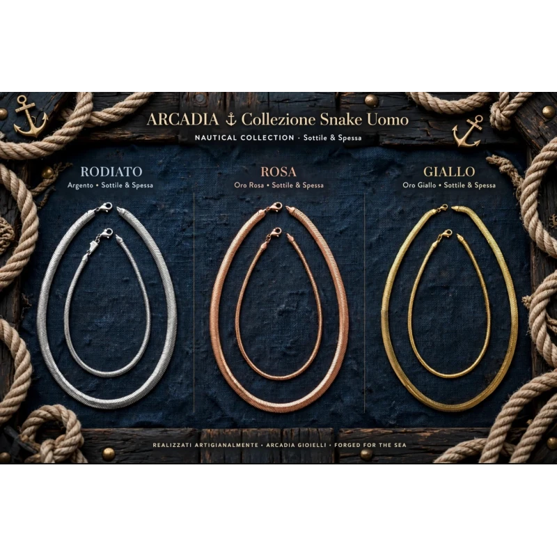Catena da uomo modello snake in argento misura small