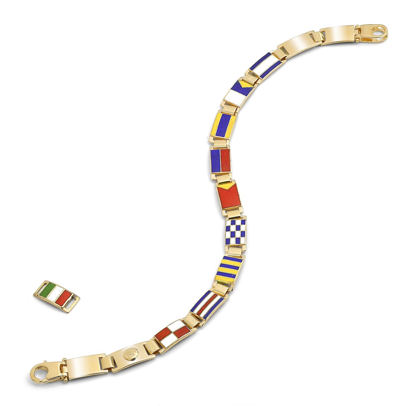 Bracciale in Oro 18kt medio componibile con Bandiere nautiche