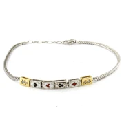bracciale in argento con catena bianca e carte da gioco