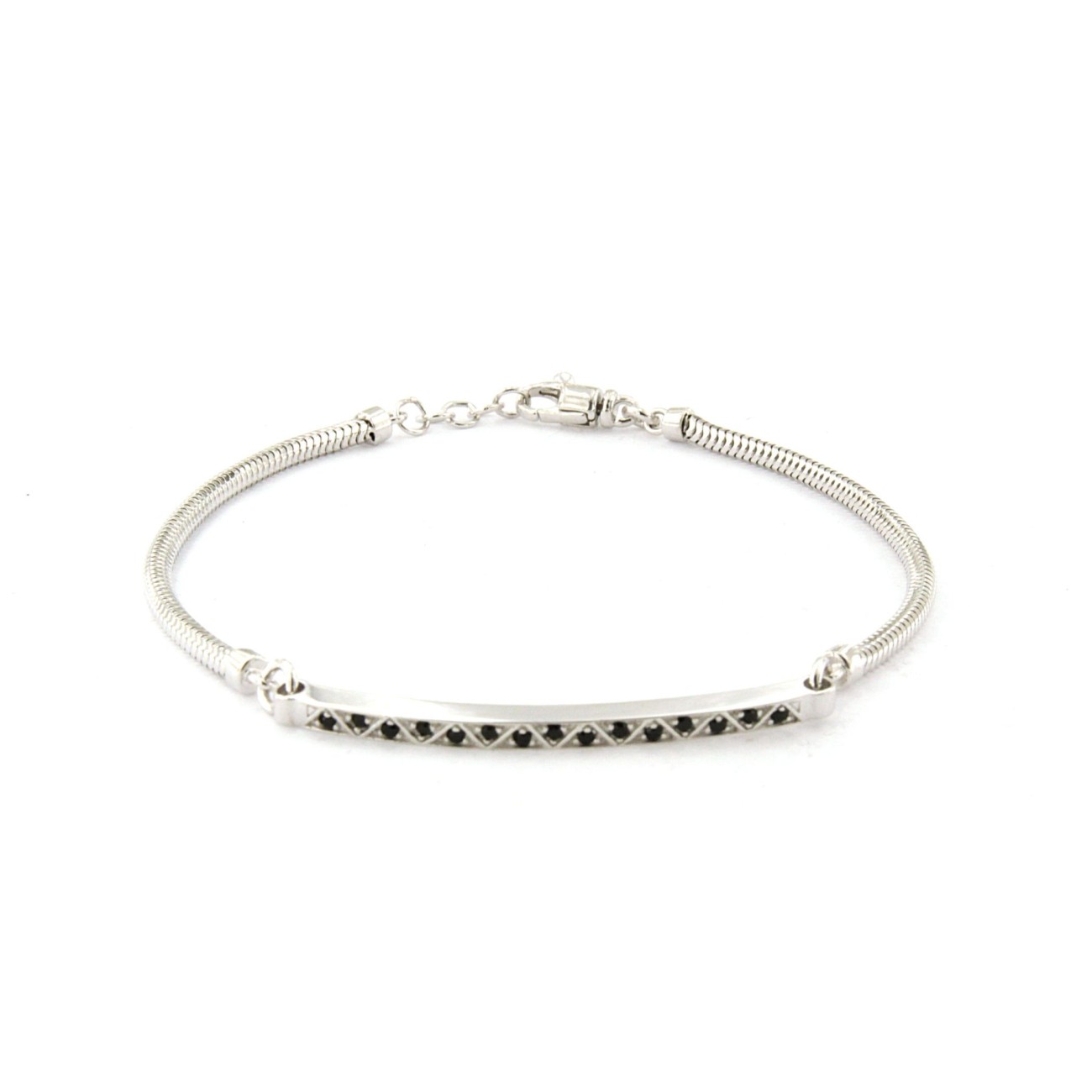 bracciale in argento bianco con catena morbida e pietre