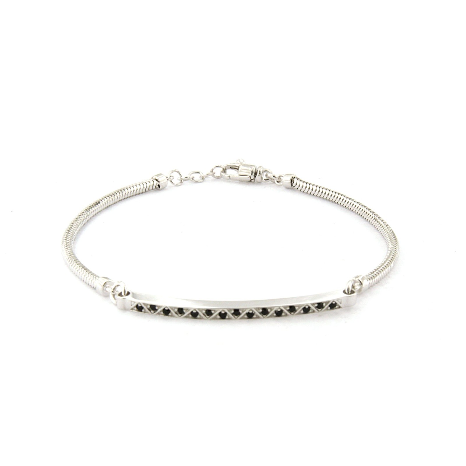 bracciale in argento bianco con catena morbida e pietre