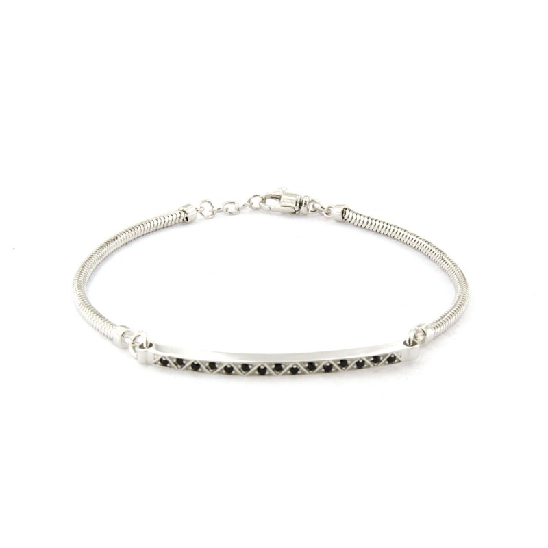 bracciale in argento bianco con catena morbida e pietre
