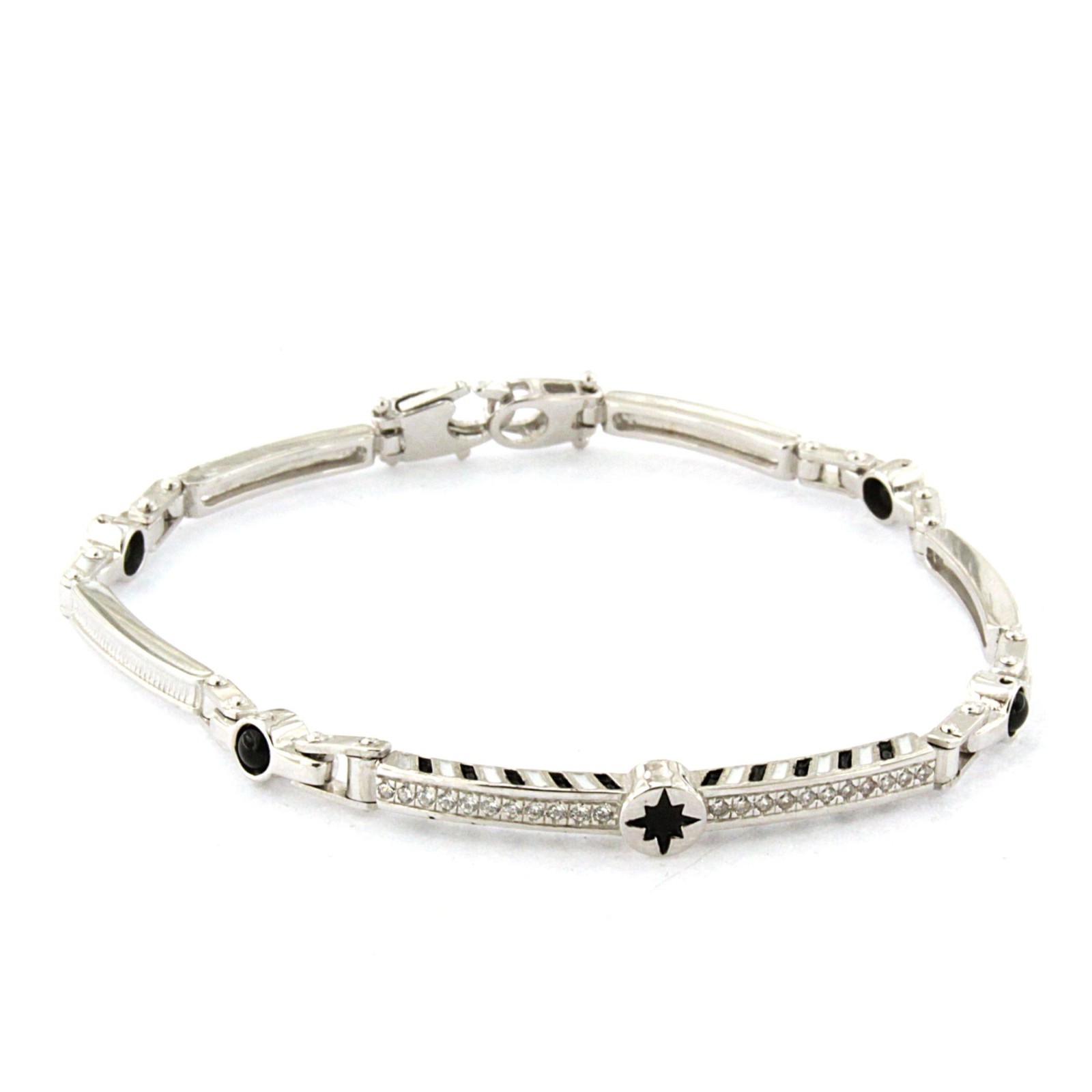 Bracciale in argento con pietre e smalto