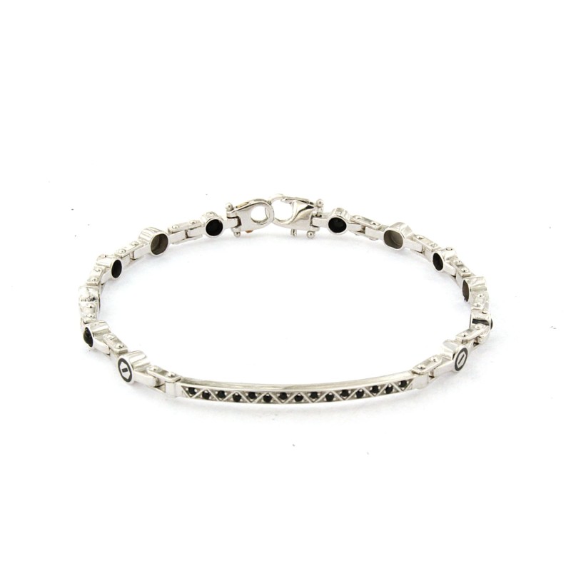 Bracciale in argento con pietre e palline nere