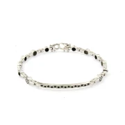 Bracciale in argento con pietre e palline nere