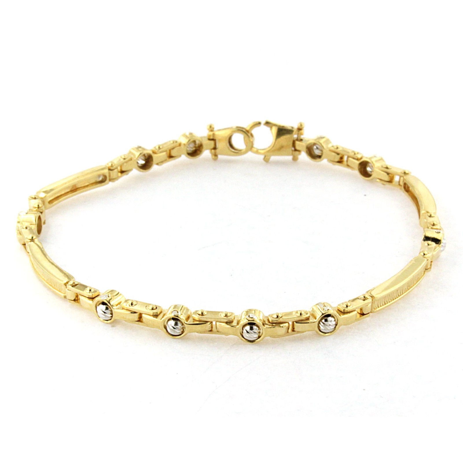 Bracciale in Argento giallo con palline in argento bianche diamantate