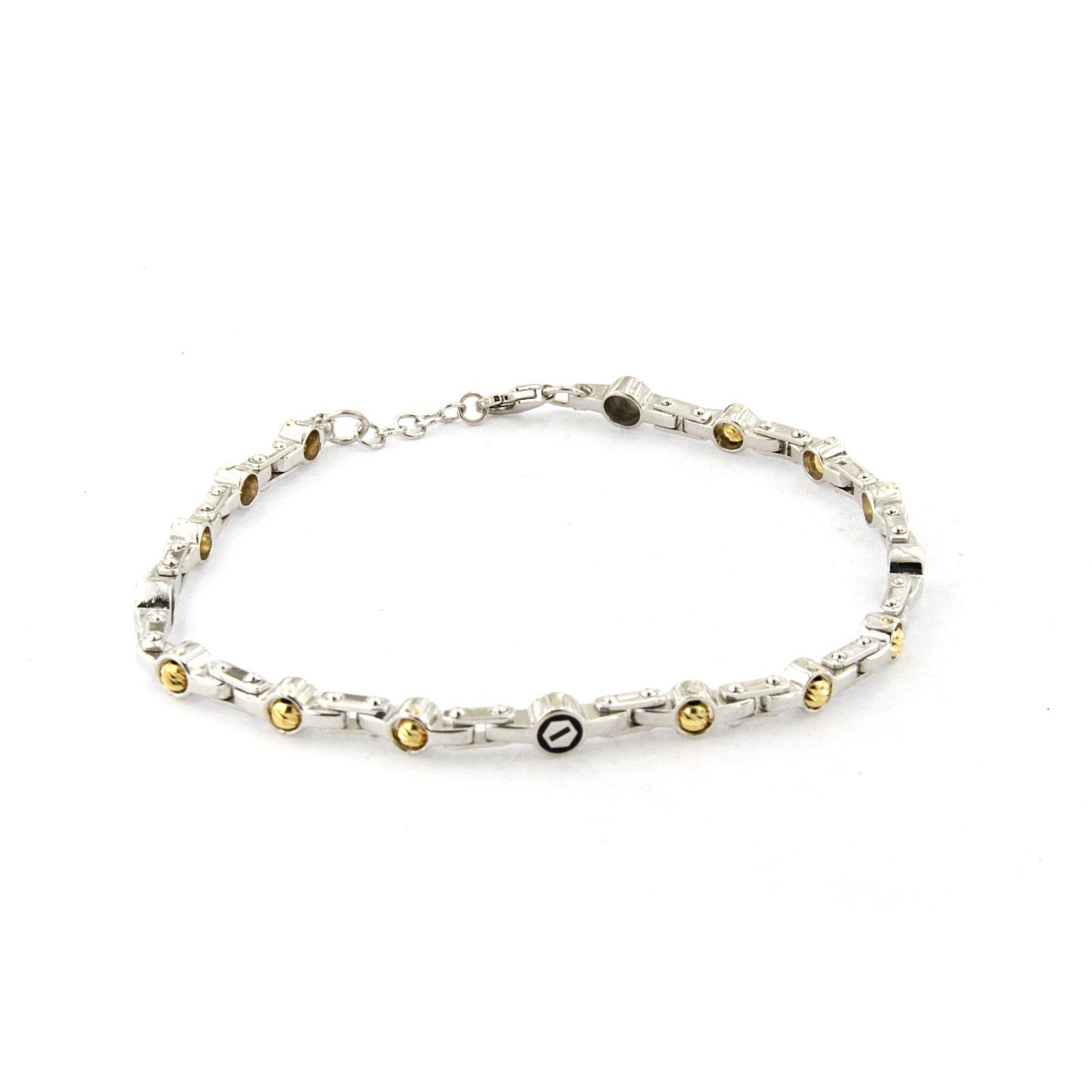 Bracciale in Argento bianco con palline diamantate gialle