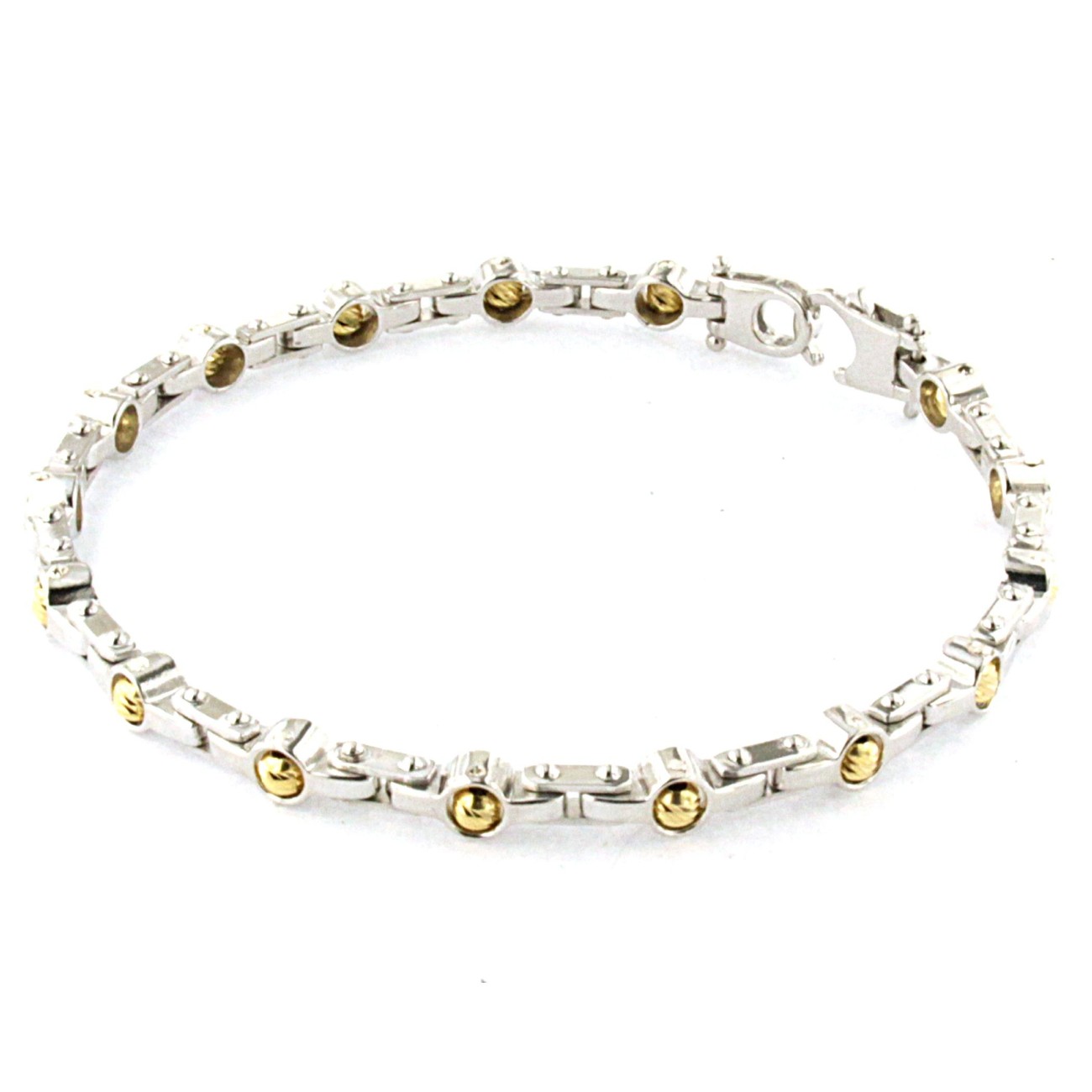 Bracciale in Argento bianco con palline Diamantate gialle