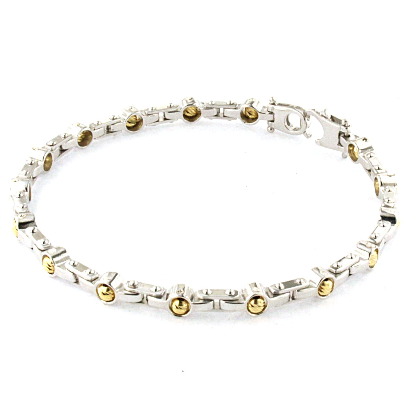 Bracciale in Argento bianco con palline Diamantate gialle