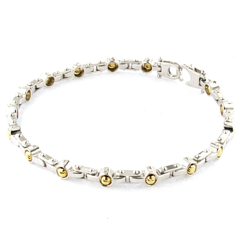 Bracciale in Argento bianco con palline Diamantate gialle