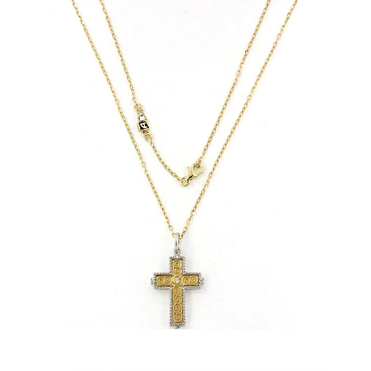 Collana in argento giallo con Croce vintage