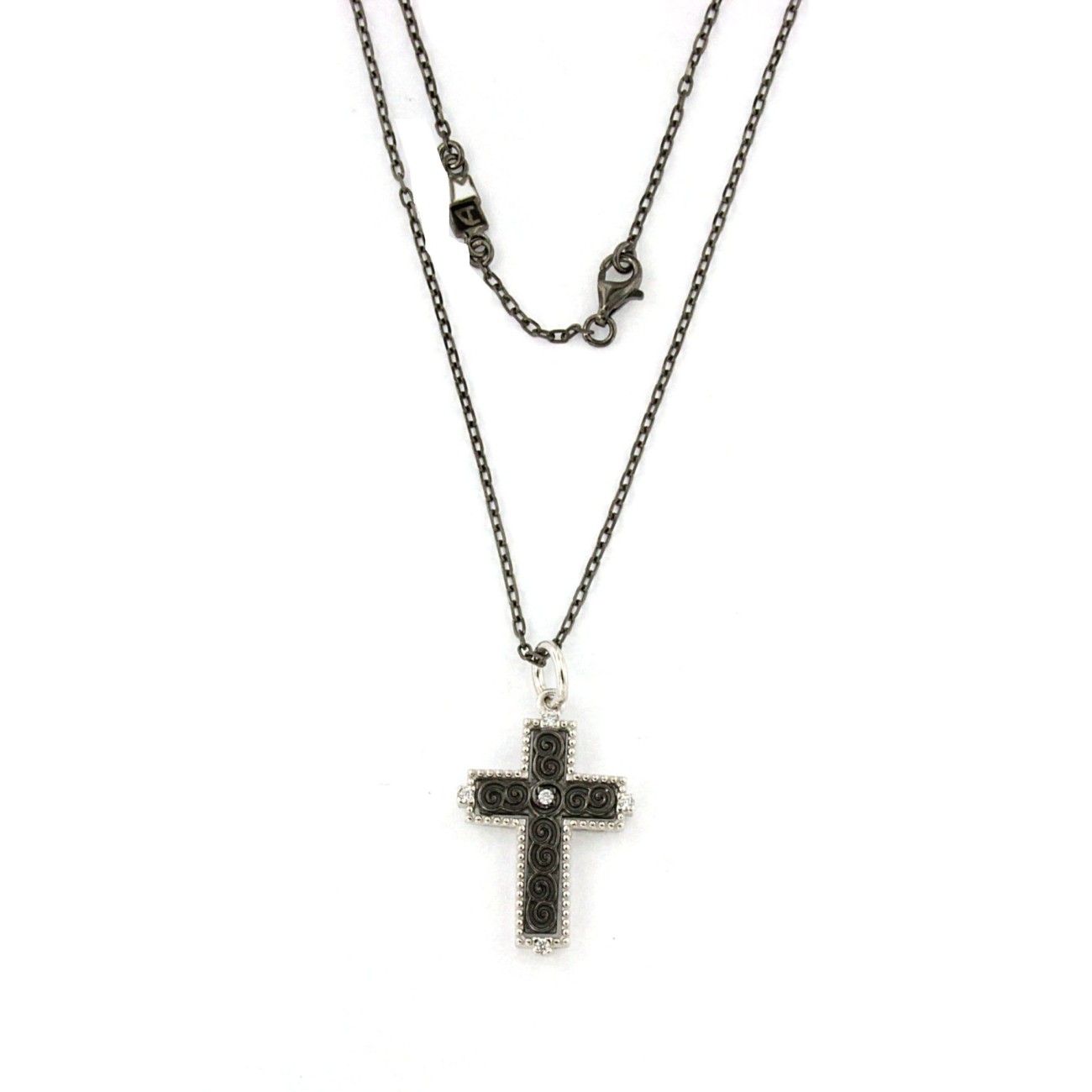 Collana in Argento nero con Croce Vintage