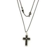 Collana in Argento nero con Croce Vintage