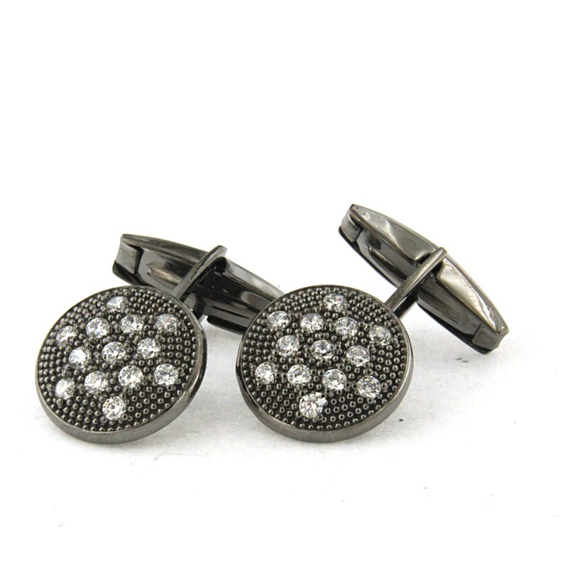 gemelli in argento nero con pietre