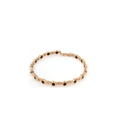 Bracciale da Uomo in Argento Rosa con palline nere