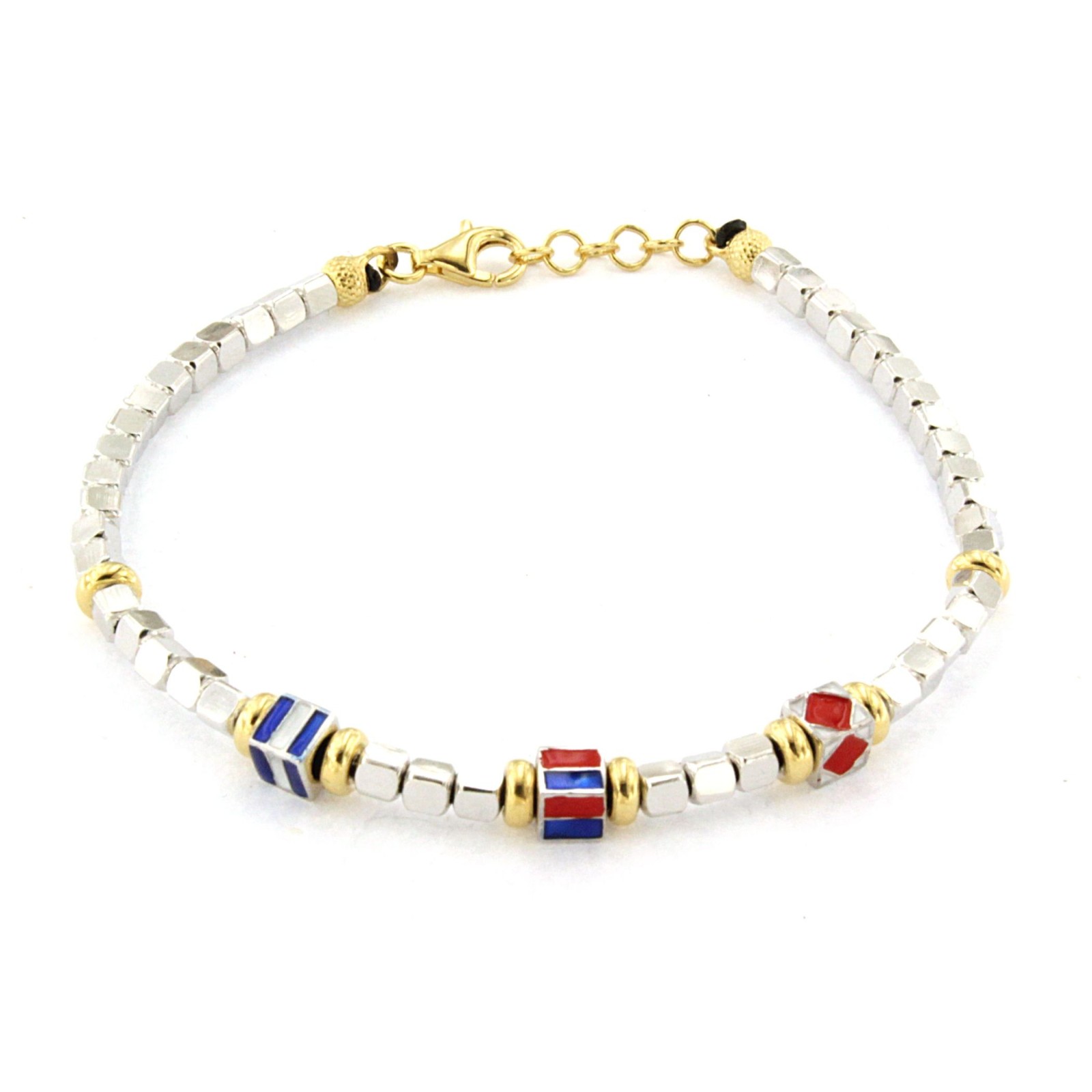 Bracciale in Argento con Cubi bicolore