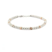bracciale in argento con sfere bianche e cubetti rosè