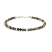 bracciale in argento nero con palline e elementi rosè