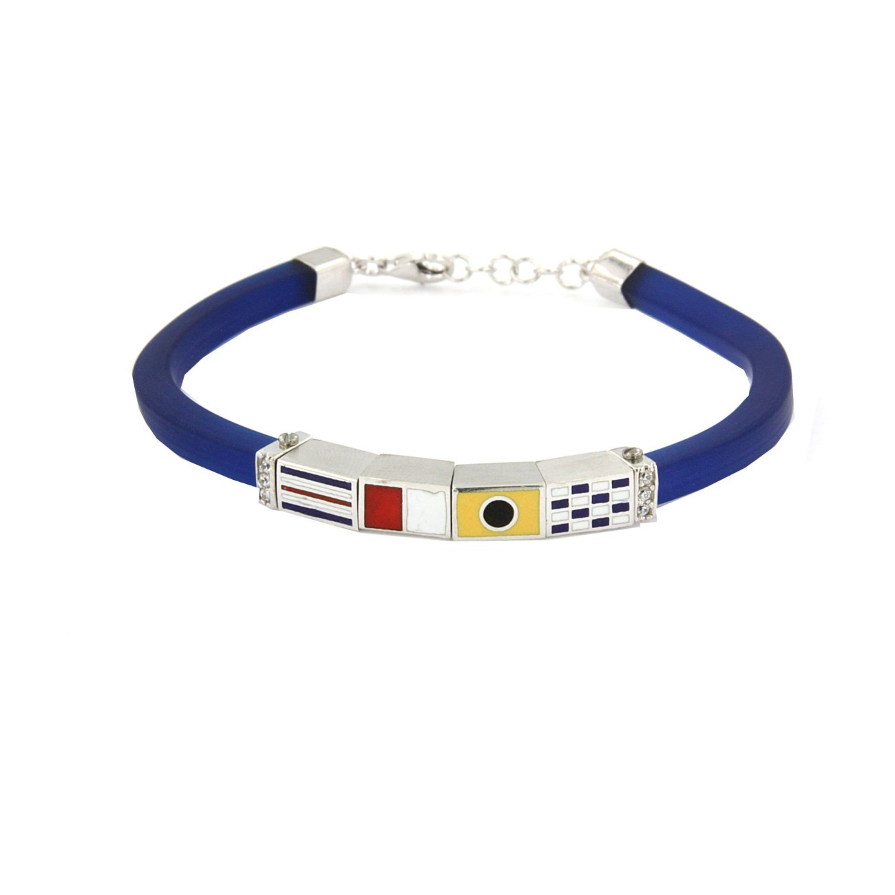 bracciale con caucciù blu e bandiere nautiche