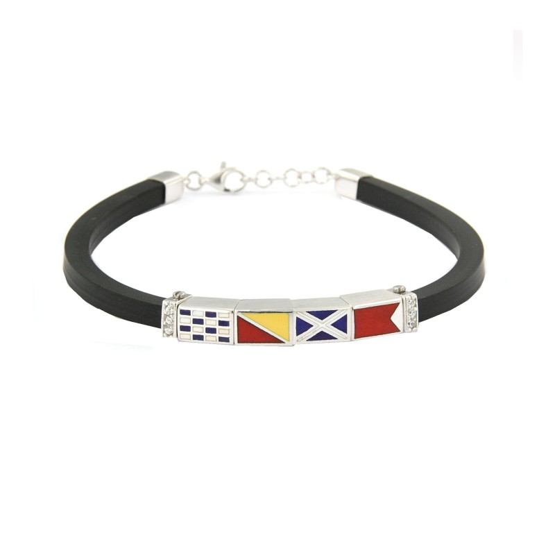 bracciale con caucciù nero e bandiere nautiche