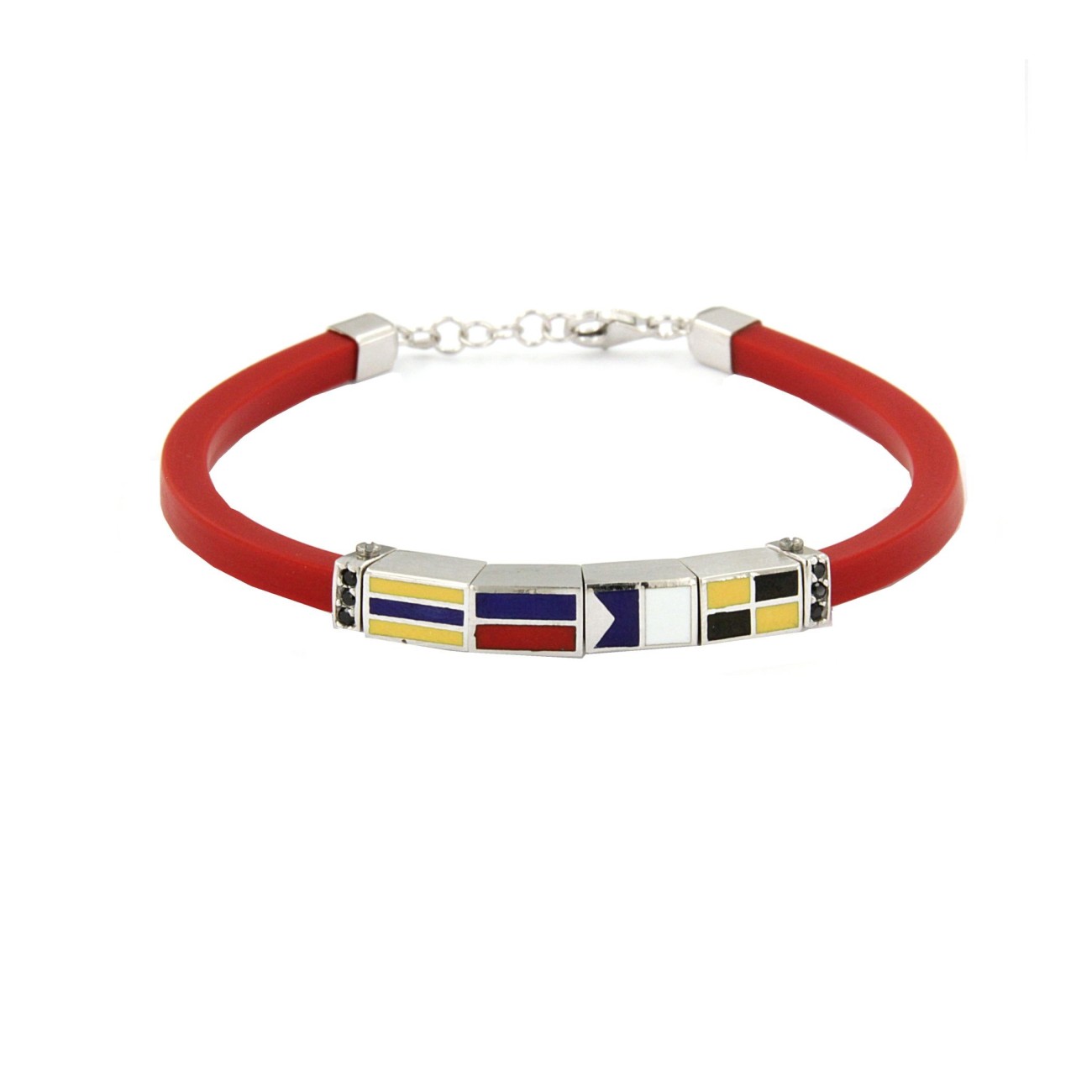 bracciale con caucciù rosso e bandiere nautiche