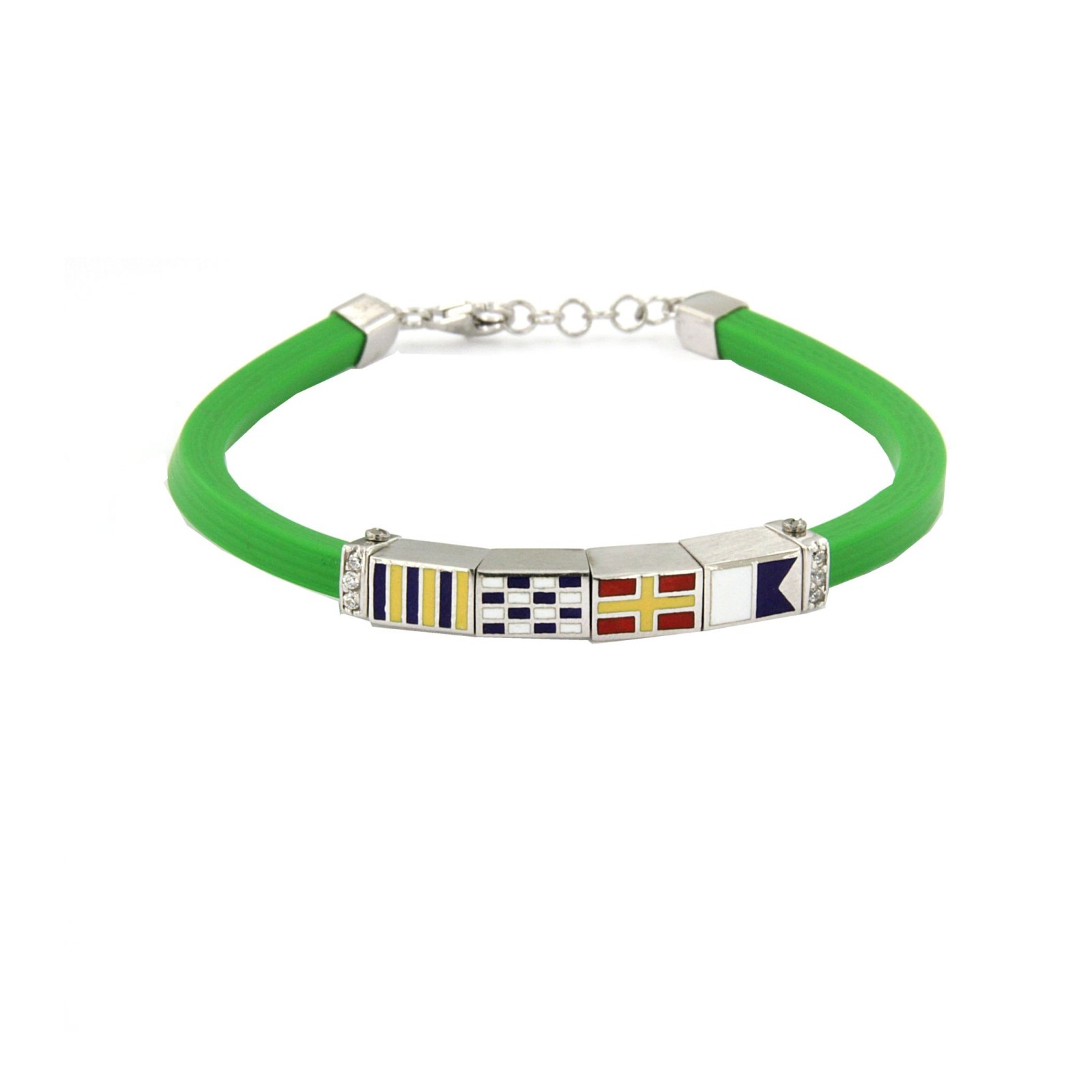 bracciale con caucciù verde e bandiere nautiche