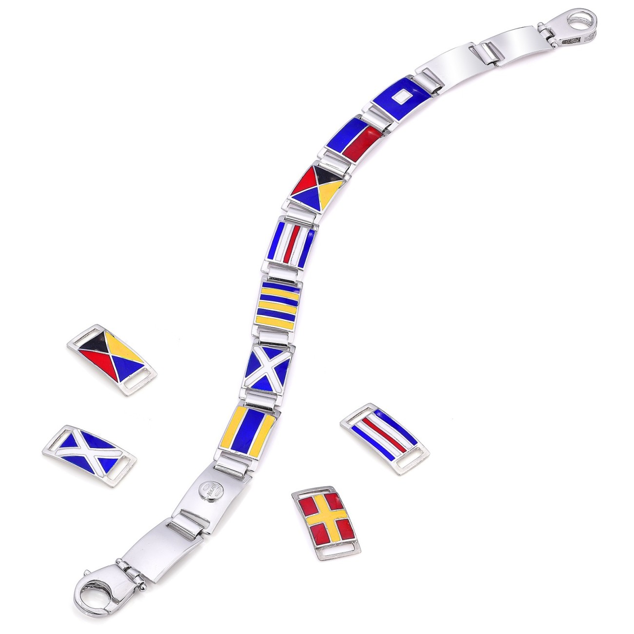 Bracciale in Argento componibile con bandiere nautiche