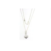 collana con ancora in argento bianco e smalto bianco e blu