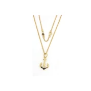 collana con ancora in argento giallo e smalto bianco e blu
