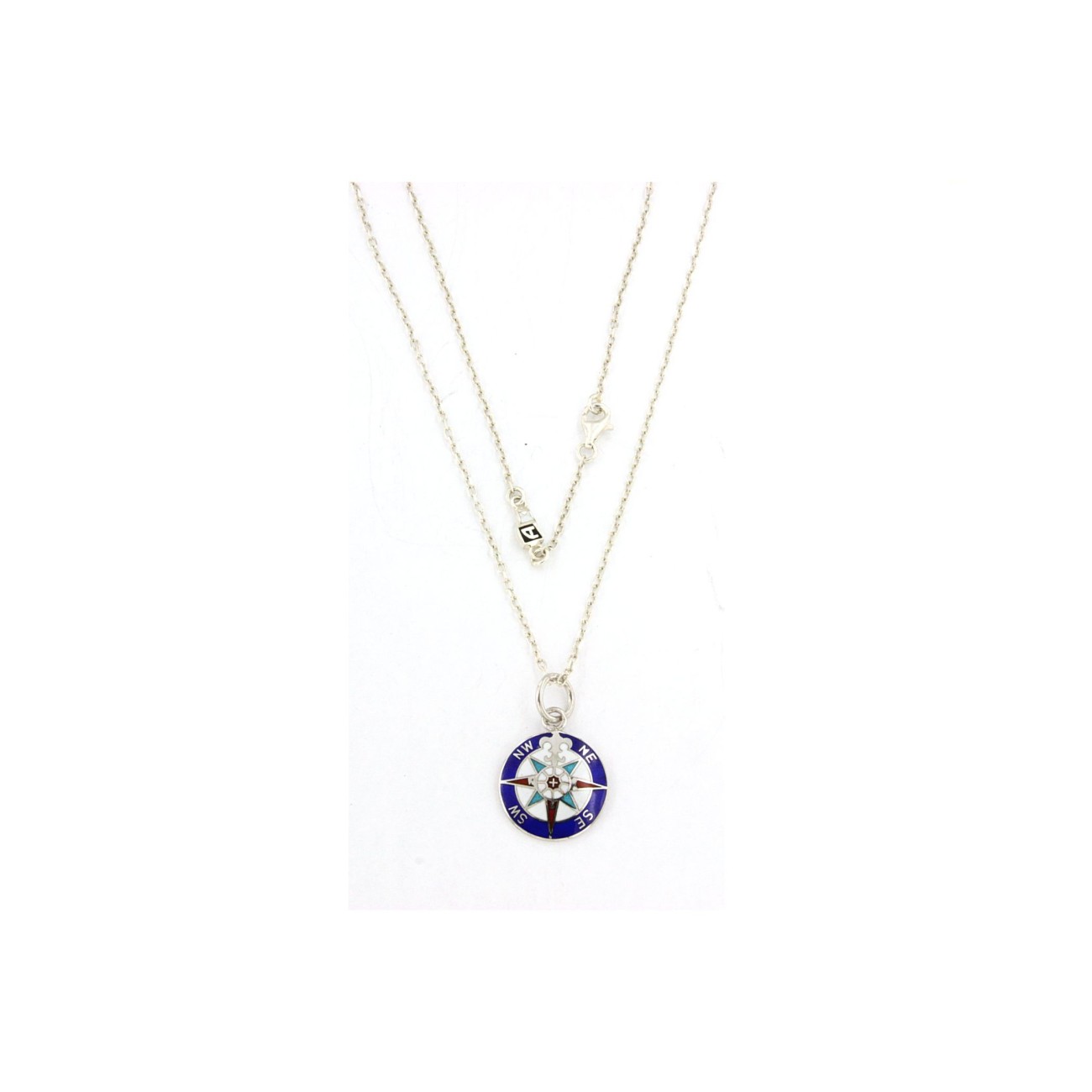 Collana in Argento con Rosa dei Venti smaltata a fuoco