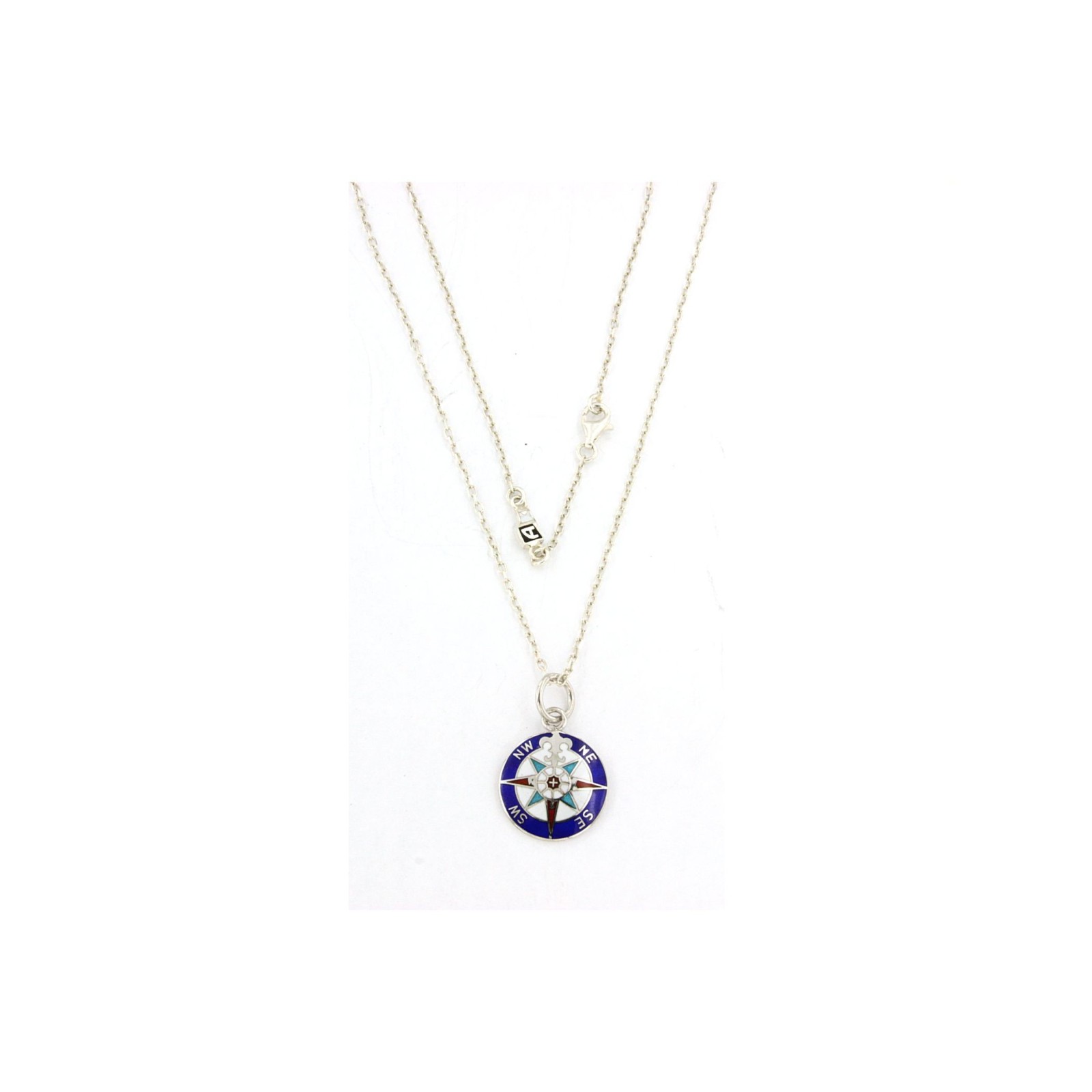Collana in Argento con Rosa dei Venti smaltata a fuoco