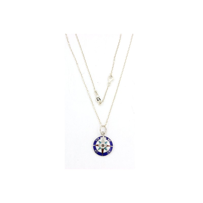 Collana in Argento con Rosa dei Venti smaltata a fuoco