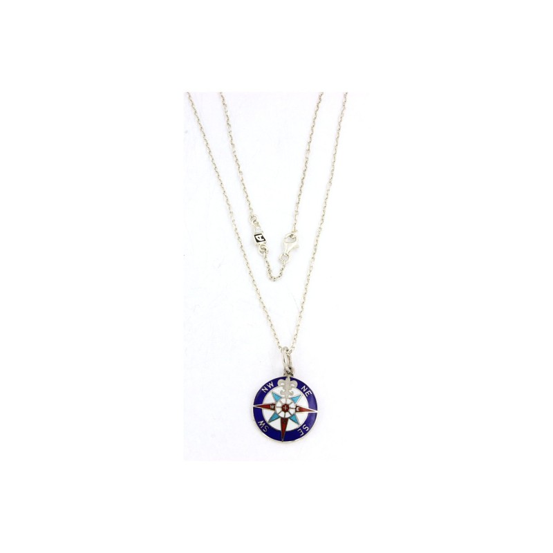 Collana in Argento con Rosa dei Venti smaltata a fuoco