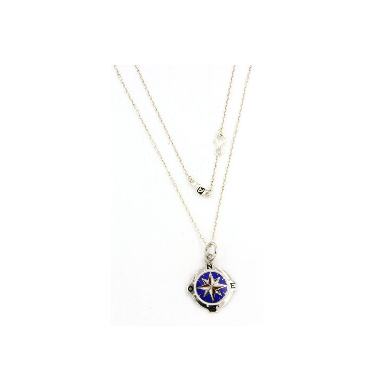 Collana in Argento con Rosa dei Venti smaltata a fuoco