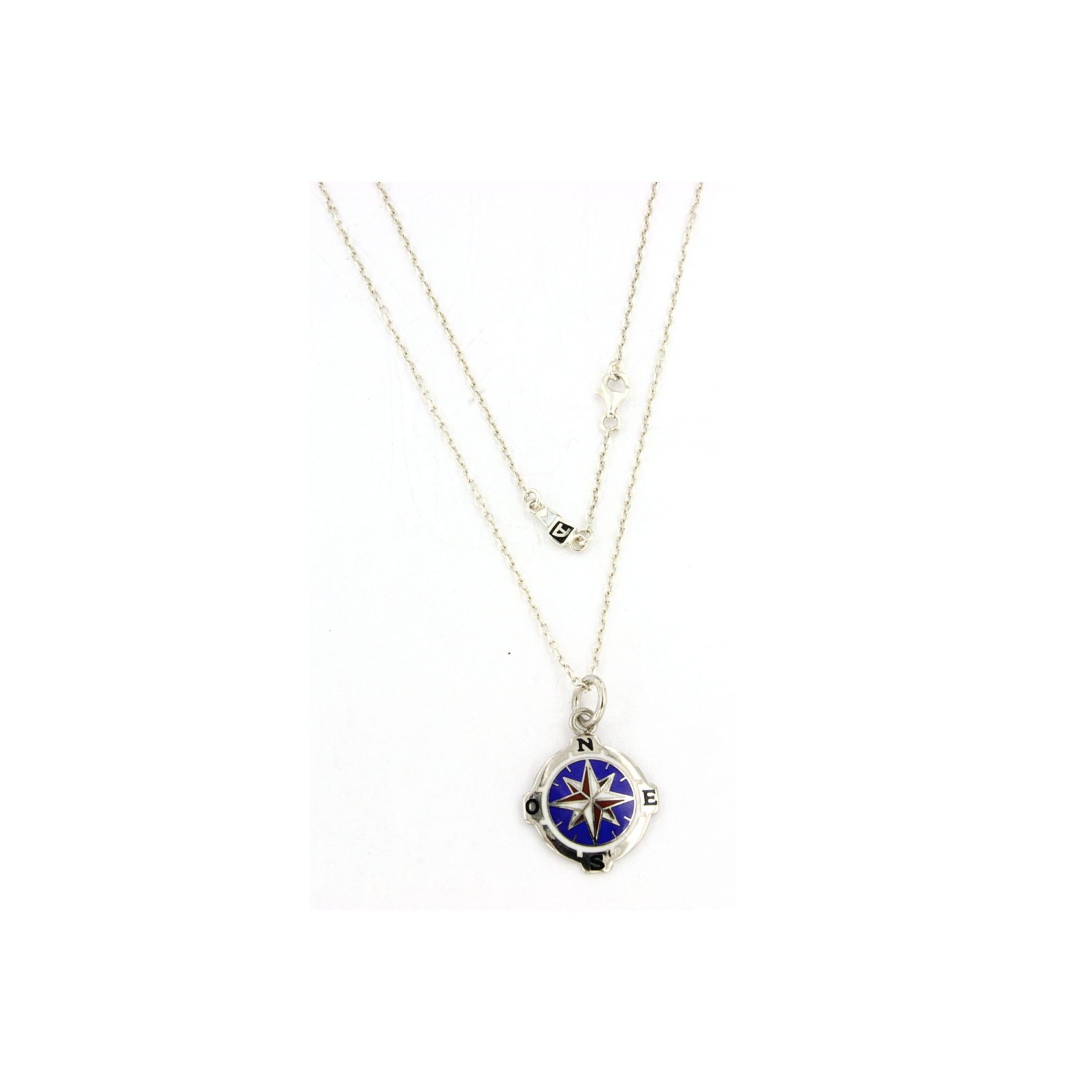Collana in Argento con Rosa dei Venti smaltata a fuoco