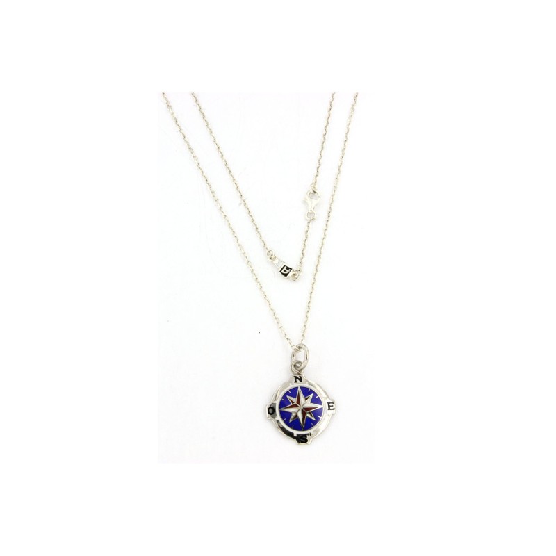 Collana in Argento con Rosa dei Venti smaltata a fuoco