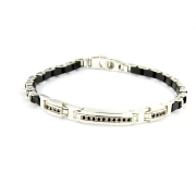 Bracciale in Argento con Ceramica e Pietre nere