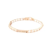 Bracciale in Argento Rosè con Ceramica Bianca e Pietre