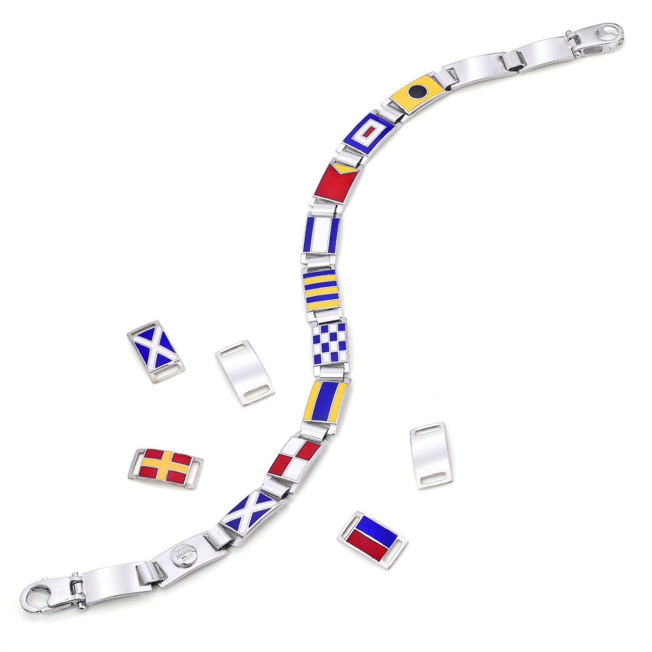Bracciale in Argento medio componibile con Bandiere nautiche