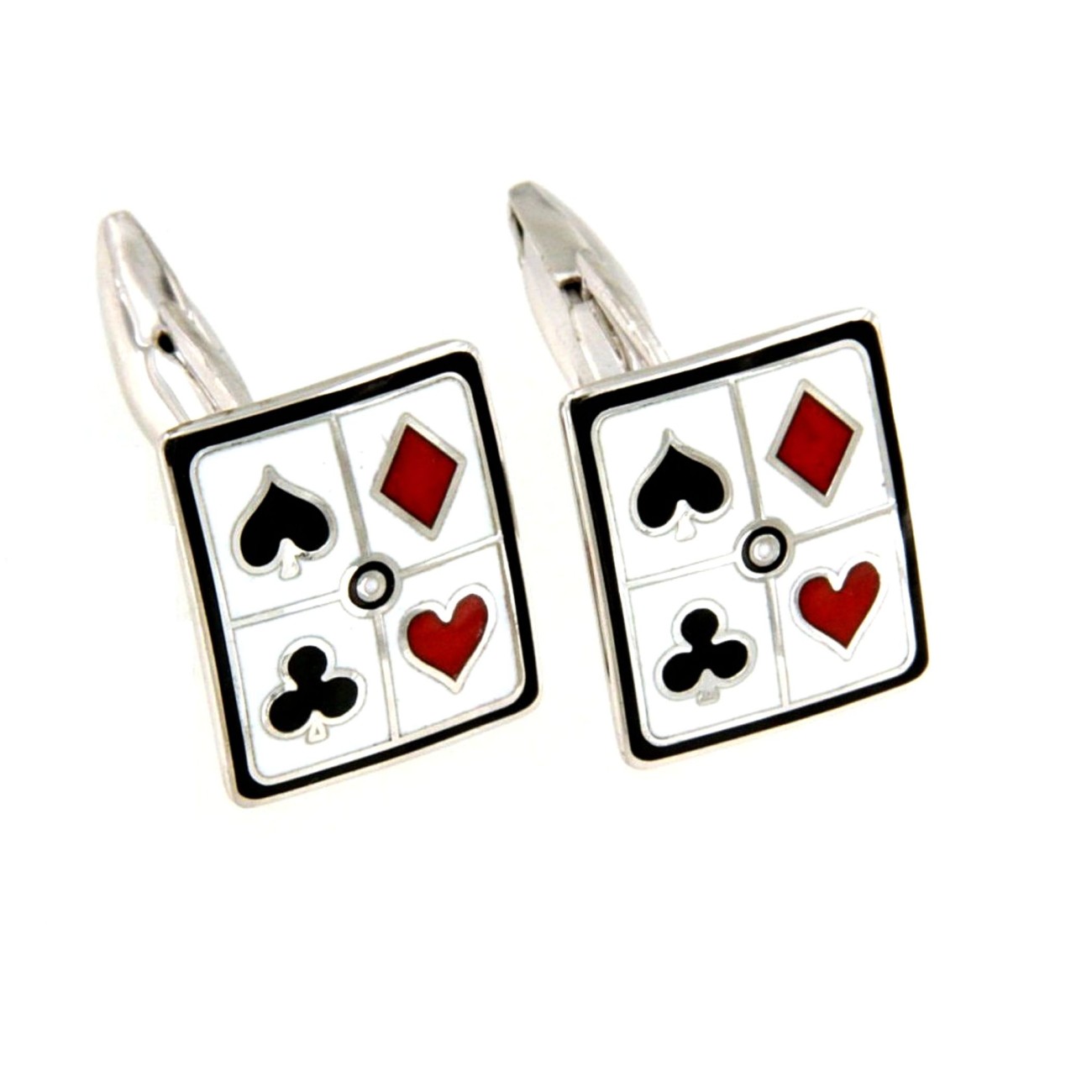 Gemelli per camicia uomo in argento con smalto con carte da gioco Arcadia
