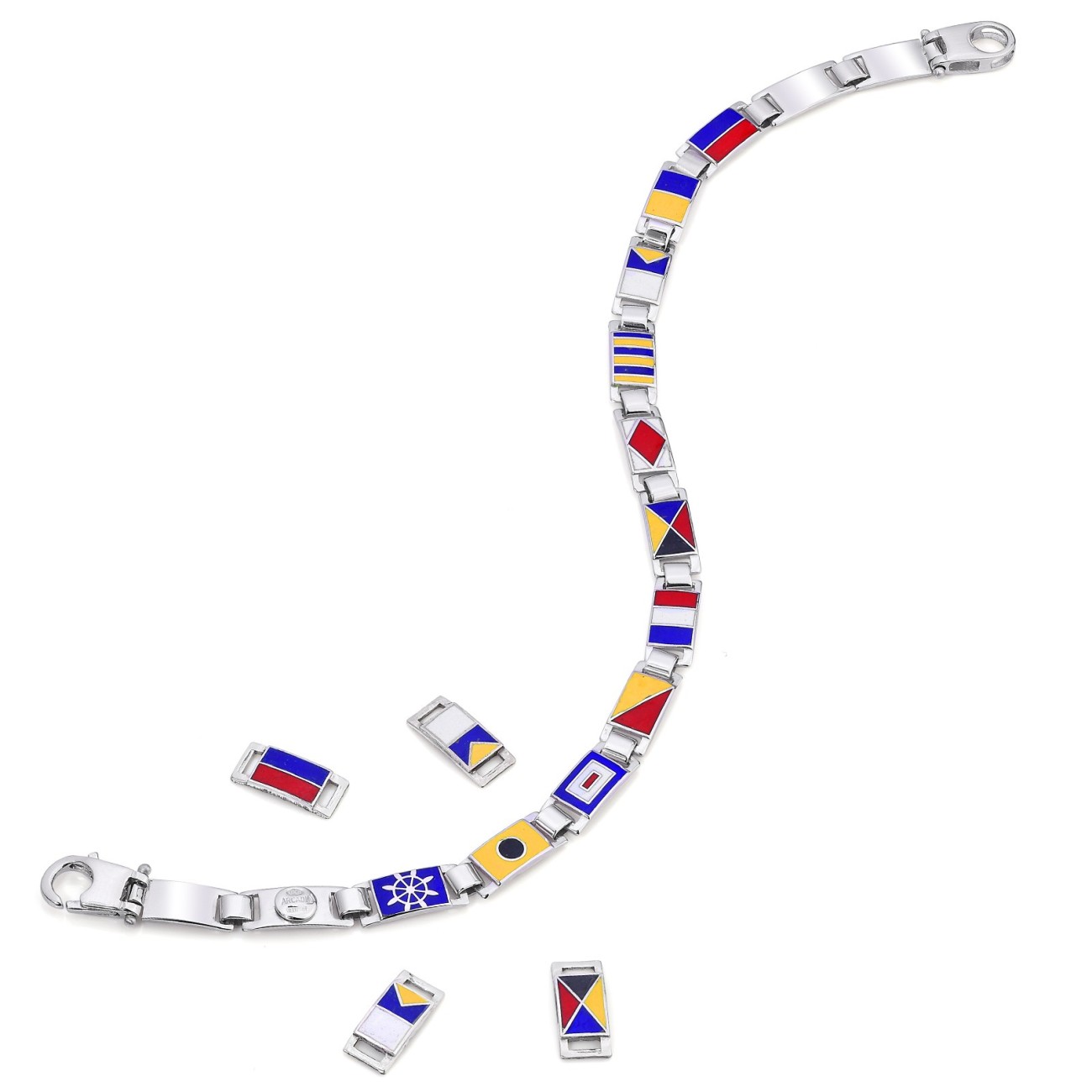 Bracciale in Argento SMALL componibile con Bandiere nautiche