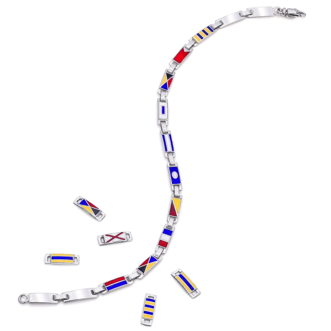 Bracciale in Argento Personalizzabile con Bandiere nautiche
