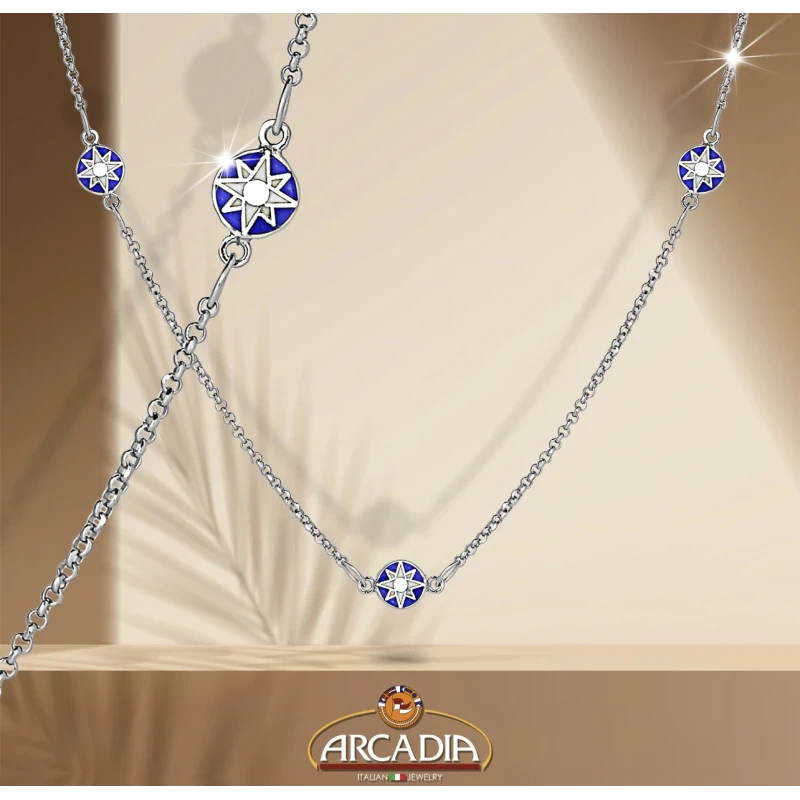 Catena in Argento con Rose dei Venti smaltate