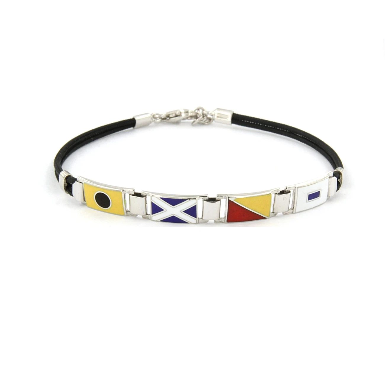 Bracciale con sagola nautica e bandiere nautiche in Argento